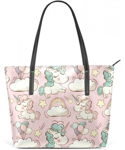 Handbags for Women Tote Bags with 11.08"(L) x 3.54"(W) x 11.02"(W) - Unicorn Dark Purple Unicorn Cute Pink $23.64 Totes