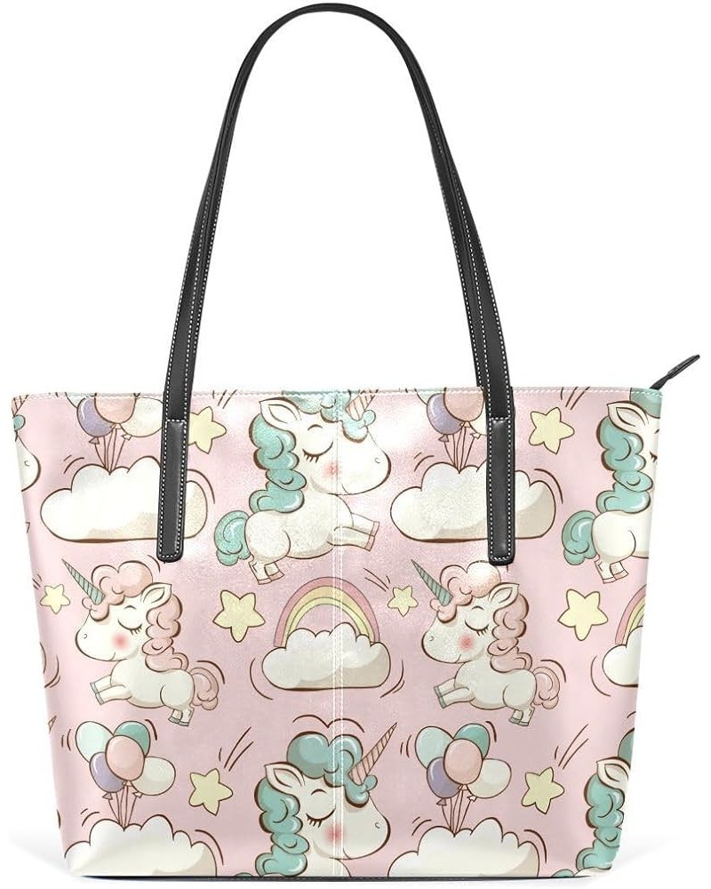 Handbags for Women Tote Bags with 11.08"(L) x 3.54"(W) x 11.02"(W) - Unicorn Dark Purple Unicorn Cute Pink $23.64 Totes