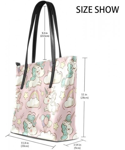 Handbags for Women Tote Bags with 11.08"(L) x 3.54"(W) x 11.02"(W) - Unicorn Dark Purple Unicorn Cute Pink $23.64 Totes