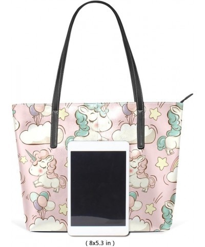 Handbags for Women Tote Bags with 11.08"(L) x 3.54"(W) x 11.02"(W) - Unicorn Dark Purple Unicorn Cute Pink $23.64 Totes