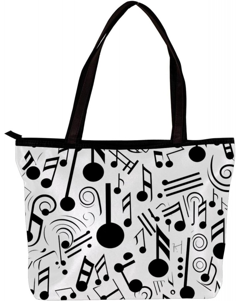 The Tote Bag For Women,Purses For Women,Handbags For Women,Abstract Music Notes Black on White Handbags $12.50 Totes