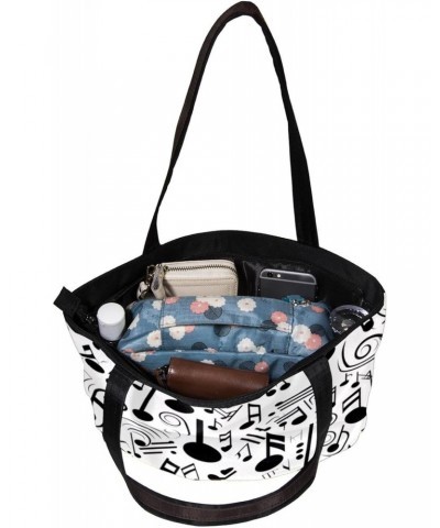 The Tote Bag For Women,Purses For Women,Handbags For Women,Abstract Music Notes Black on White Handbags $12.50 Totes