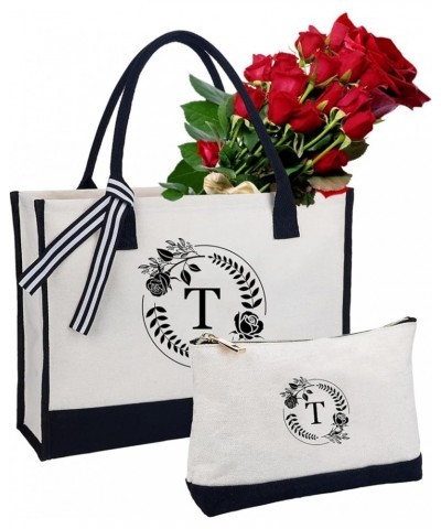 Monogrammed Tote Bags for Women -Gift for Women Personalized Initial Canvas Tote Bag & Makeup bag is a Great Gift for Mom T $...