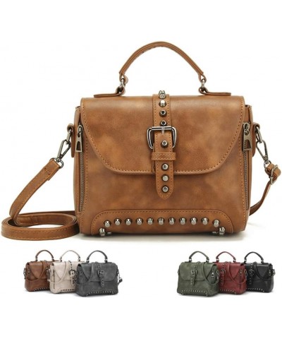 LYANYAN® Women Vintage Rivet Saddle Shoulder Bag Crossbody Bag Sling Bag Satchel (brown) Brown $32.78 Totes