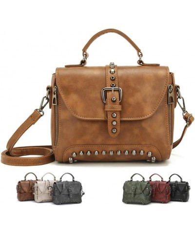 LYANYAN® Women Vintage Rivet Saddle Shoulder Bag Crossbody Bag Sling Bag Satchel (brown) Brown $32.78 Totes