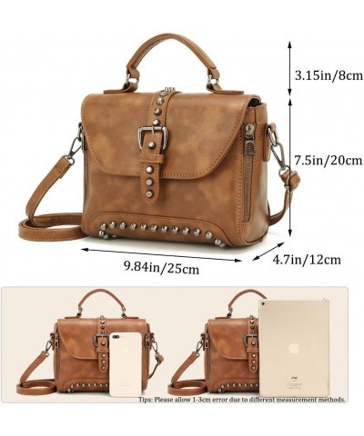 LYANYAN® Women Vintage Rivet Saddle Shoulder Bag Crossbody Bag Sling Bag Satchel (brown) Brown $32.78 Totes