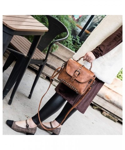 LYANYAN® Women Vintage Rivet Saddle Shoulder Bag Crossbody Bag Sling Bag Satchel (brown) Brown $32.78 Totes