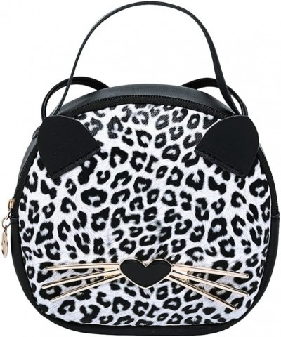 Mini Leopard Shoulder Bag Crossbody Bag Handbag Cute Cat Tote Round Coin Purse for Kids Women Teens Girls Black and White $9....