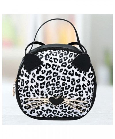 Mini Leopard Shoulder Bag Crossbody Bag Handbag Cute Cat Tote Round Coin Purse for Kids Women Teens Girls Black and White $9....