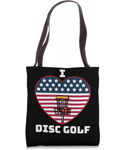 I Love Disc Golf American Flag Tote Bag $15.59 Totes