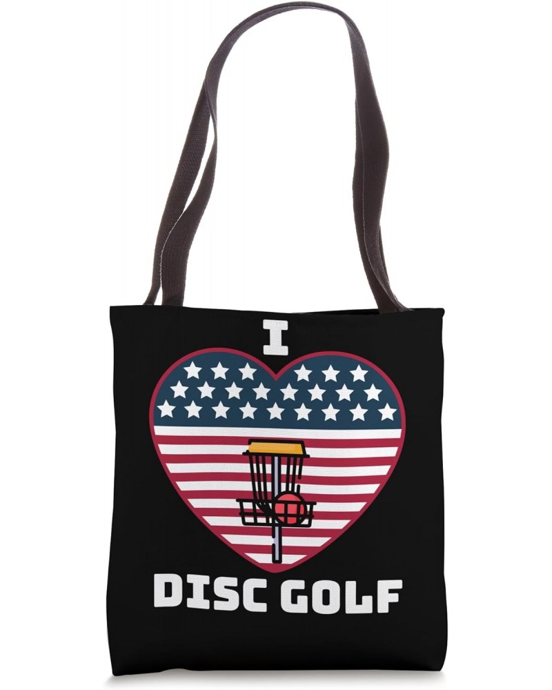 I Love Disc Golf American Flag Tote Bag $15.59 Totes