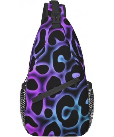 Sling Bag Multipurpose Chest Crossbody with Adjustable Strap Outdoor Backpack Purple Cheetah Leopard $12.87 Crossbody Bags