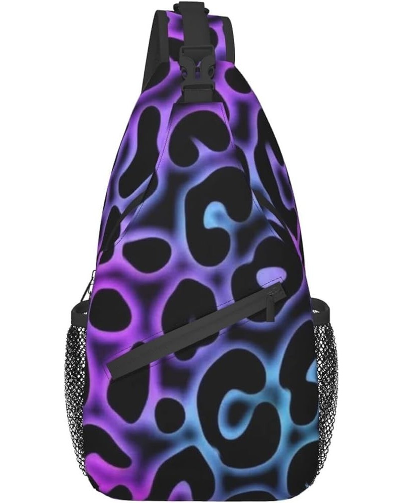 Sling Bag Multipurpose Chest Crossbody with Adjustable Strap Outdoor Backpack Purple Cheetah Leopard $12.87 Crossbody Bags