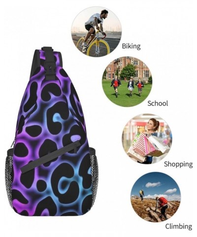 Sling Bag Multipurpose Chest Crossbody with Adjustable Strap Outdoor Backpack Purple Cheetah Leopard $12.87 Crossbody Bags