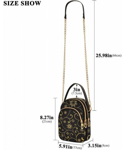 Christmas Luxury Gold Swirl Snowflakes Small Crossbody Bag Quilted Handbags for Women Chain Shoulder Bag $14.55 Crossbody Bags