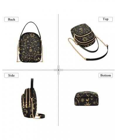 Christmas Luxury Gold Swirl Snowflakes Small Crossbody Bag Quilted Handbags for Women Chain Shoulder Bag $14.55 Crossbody Bags