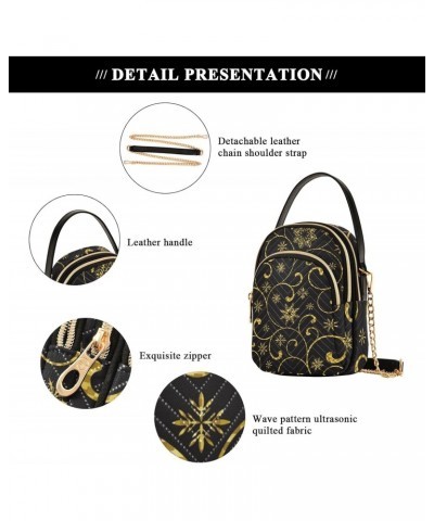 Christmas Luxury Gold Swirl Snowflakes Small Crossbody Bag Quilted Handbags for Women Chain Shoulder Bag $14.55 Crossbody Bags