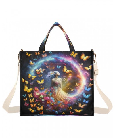 Women Surrounded Colorful Butterflies Tote Bag Trendy Corduroy Bag Crossbody Bag with Zipper and Magnetic Clasp $13.86 Totes