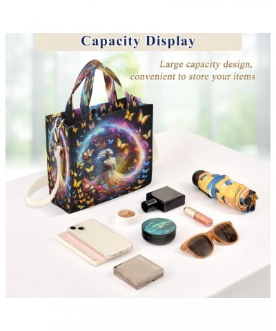 Women Surrounded Colorful Butterflies Tote Bag Trendy Corduroy Bag Crossbody Bag with Zipper and Magnetic Clasp $13.86 Totes