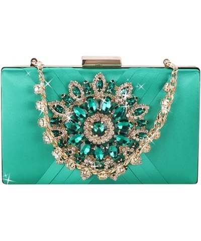 Glittering Lady Purse Wedding Clutch Handbag for Women Girl Shoulder Bag Sunflower Rhinestone Bag with Chain Evening Bag Gree...