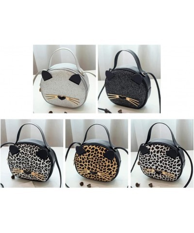 Mini Leopard Shoulder Bag Crossbody Bag Handbag Cute Cat Tote Round Coin Purse for Kids Women Teens Girls Black and White $9....