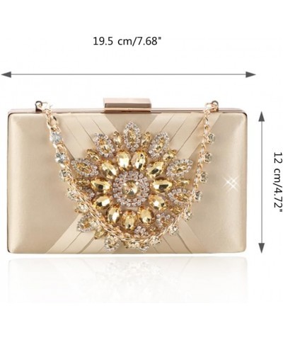 Glittering Lady Purse Wedding Clutch Handbag for Women Girl Shoulder Bag Sunflower Rhinestone Bag with Chain Evening Bag Gree...