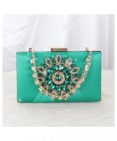 Glittering Lady Purse Wedding Clutch Handbag for Women Girl Shoulder Bag Sunflower Rhinestone Bag with Chain Evening Bag Gree...