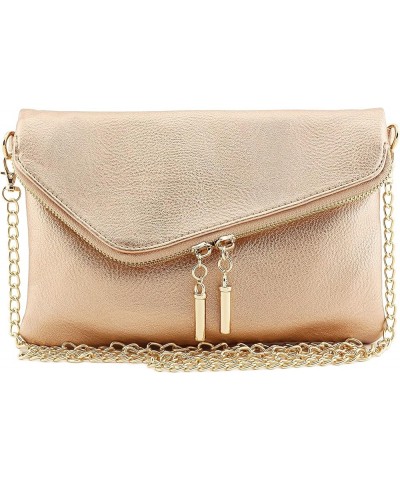 Envelope Wristlet Clutch Crossbody Bag with Chain Strap Rose Gold $12.13 Wristlets