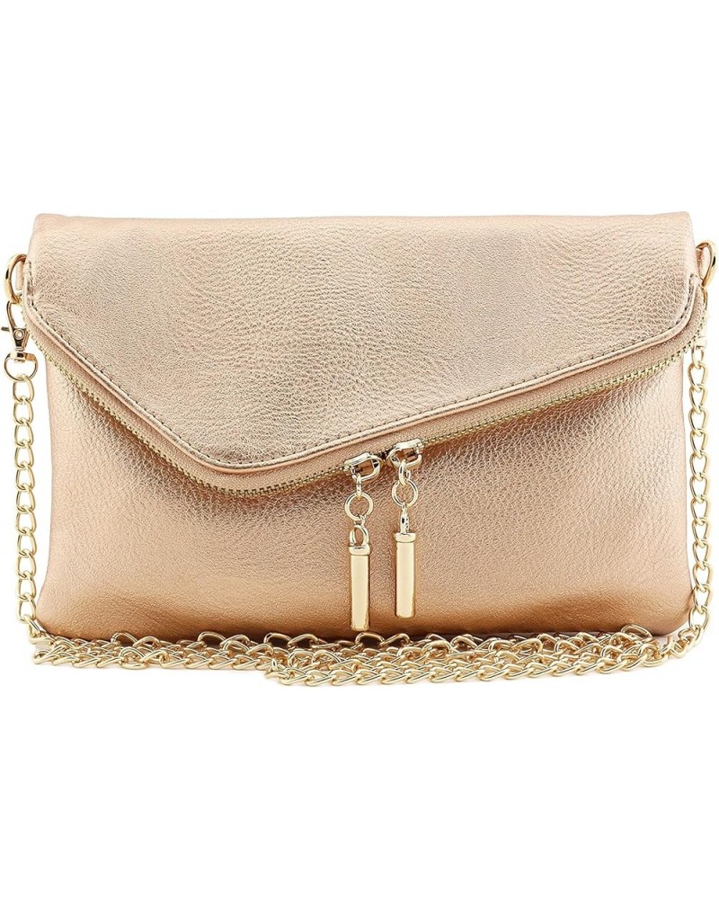 Envelope Wristlet Clutch Crossbody Bag with Chain Strap Rose Gold $12.13 Wristlets