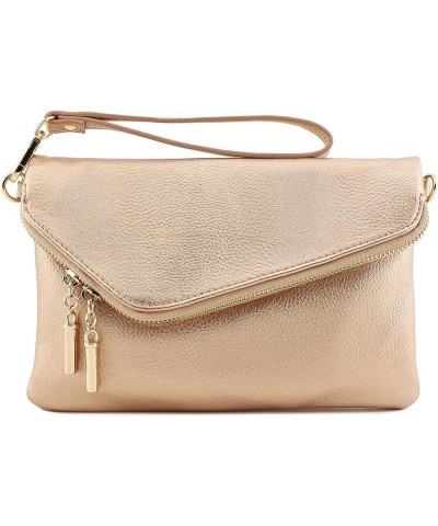 Envelope Wristlet Clutch Crossbody Bag with Chain Strap Rose Gold $12.13 Wristlets