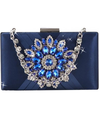 Glittering Lady Purse Wedding Clutch Handbag for Women Girl Shoulder Bag Sunflower Rhinestone Bag with Chain Evening Bag Blue...