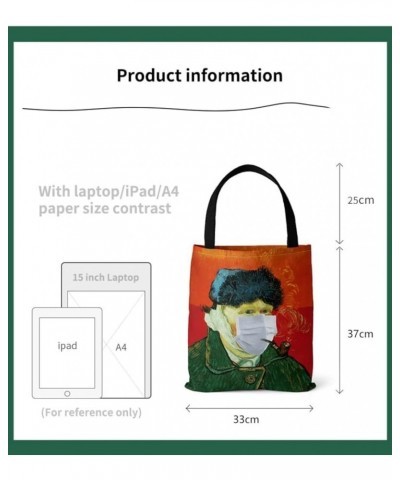 World Famous Painting Tote Canvas Bag with Wearing Mask Sail Bag Printing Handbag Environmental Protection Bag Mona Lisa $8.7...