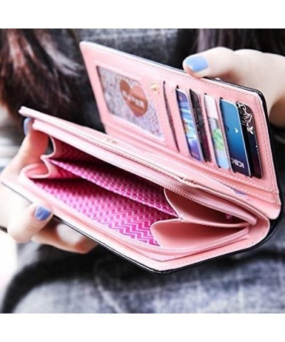 Mini Faux Leather Bifold Cute 3 Cat Zipper Clutch Wallet Handbag for Women Girls Long Black $10.59 Wallets