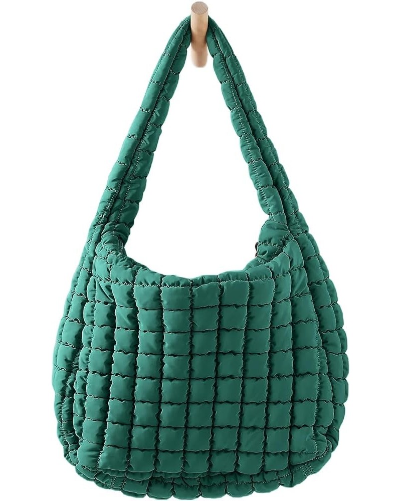 Womens Lightweight Quilted Carryall Gym Bag Soft Puffer Tote Bag Big Capacity Hobo Purse Beach Handbag Deep Green $12.64 Totes