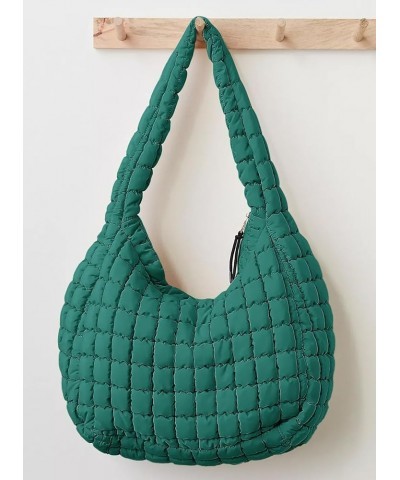 Womens Lightweight Quilted Carryall Gym Bag Soft Puffer Tote Bag Big Capacity Hobo Purse Beach Handbag Deep Green $12.64 Totes