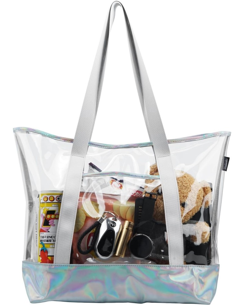 Large Clear Tote Bag，Clear Women's Handbag For Work, Travel, Shopping, Sports (With Detachable Zipper Pocket) $10.80 Totes