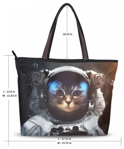 My Daily Women Tote Shoulder Bag Space Brave Cat Astronaut Handbag $11.07 Shoulder Bags