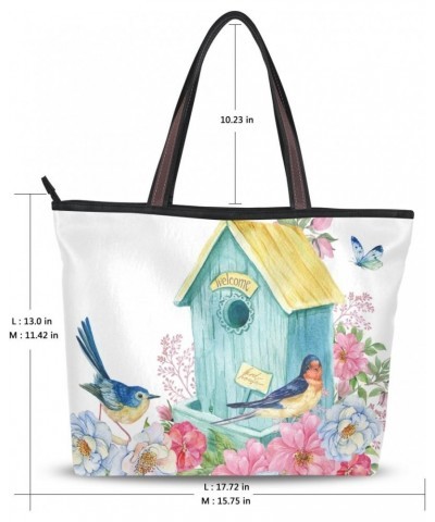 Women Top Handle Tote Bag Bird House Swallow Shoulder Bag Handbag $12.15 Shoulder Bags