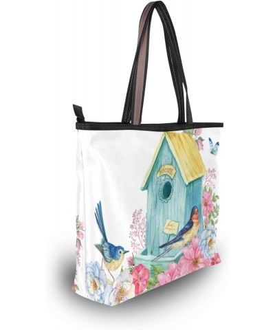 Women Top Handle Tote Bag Bird House Swallow Shoulder Bag Handbag $12.15 Shoulder Bags