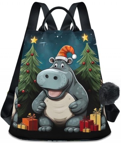 Backpack Purse for Women Cartoon Cat Holding Guitar Anti Theft Travel Bag Fashion Pompom Backpack for Hiking Cute Hippo Chris...