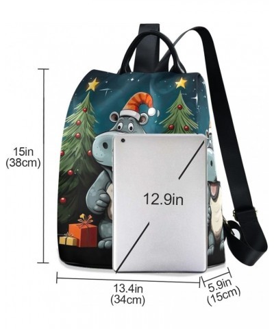 Backpack Purse for Women Cartoon Cat Holding Guitar Anti Theft Travel Bag Fashion Pompom Backpack for Hiking Cute Hippo Chris...