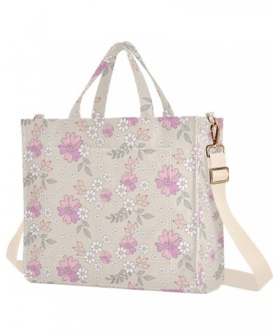 Cute Flower Corduroy Tote Bag for Women Hobo Crossbody Bag Purse Stylish Shoulder Handbag Messenger Bags, S $12.68 Totes