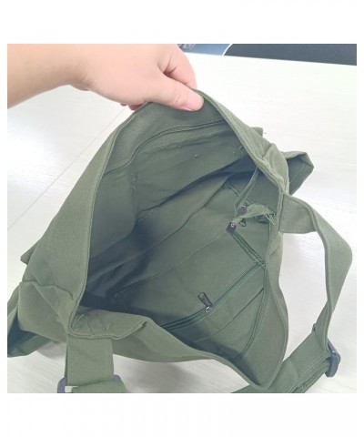 Large Capacity Travel Shopping Shoulder Bag Women Canvas Crossbody Bag Casual Solid Color Messenger Bag Green $11.20 Shoulder...