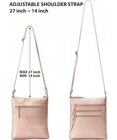 Crossbody Bag Functional Multi Pocket Messenger Purse Top Zip Closure Shoulder Handbag With Adjustable Strap Rose Gold $16.68...