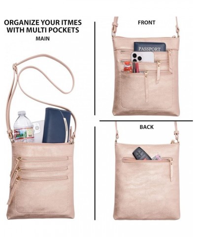 Crossbody Bag Functional Multi Pocket Messenger Purse Top Zip Closure Shoulder Handbag With Adjustable Strap Rose Gold $16.68...