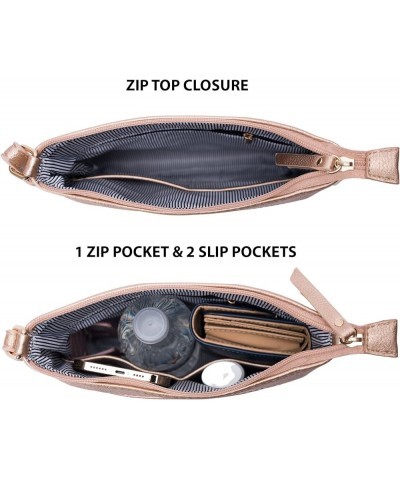 Crossbody Bag Functional Multi Pocket Messenger Purse Top Zip Closure Shoulder Handbag With Adjustable Strap Rose Gold $16.68...