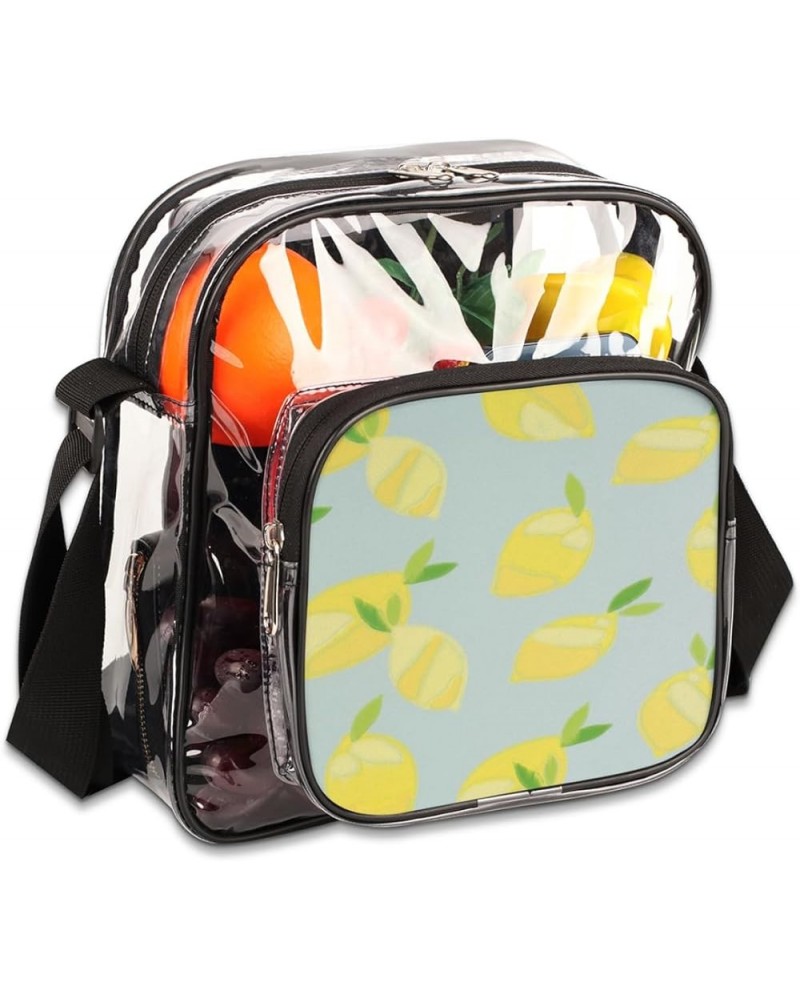 Lemon Yellowish Stadium-Approved Clear Crossbody Bag with Colorful Print Design Lemons Gray $14.15 Crossbody Bags