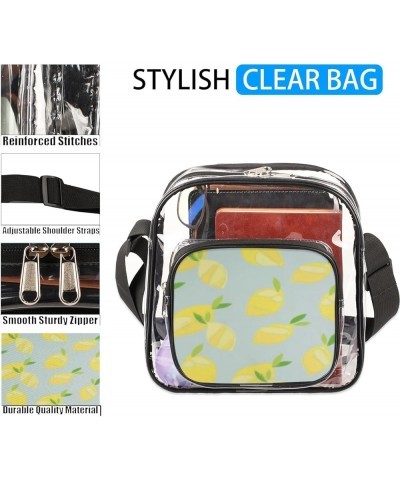 Lemon Yellowish Stadium-Approved Clear Crossbody Bag with Colorful Print Design Lemons Gray $14.15 Crossbody Bags