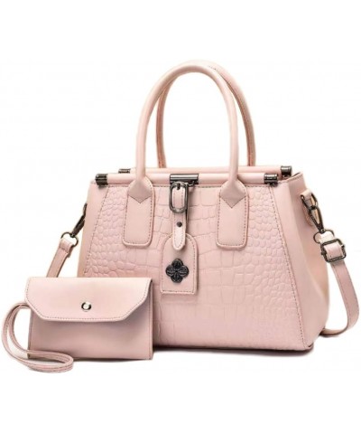 2pcs Women Top Handle Satchel and Purse Faux Leather Totes Shoulder Bags Clutch Wallet Brown Pink $35.51 Totes