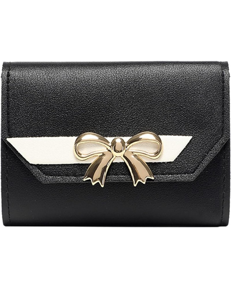 Purse Wallet Combo For Women Fashion ID Short Wallet Hit Color Women Bow Tie Hasp Purse Multiple Card Slots Clutch Black $7.5...